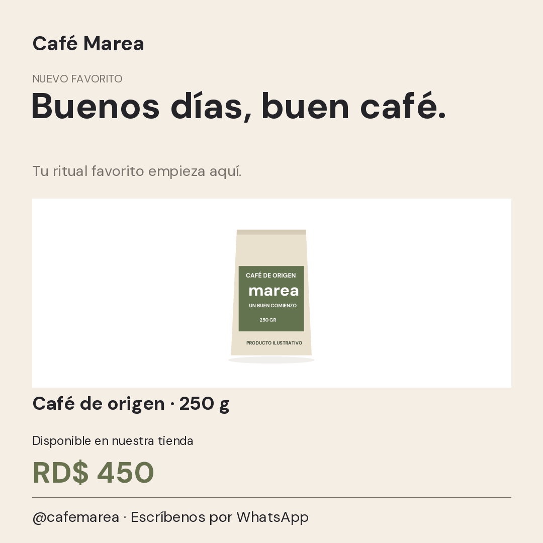 Publicación de ejemplo para Café Marea: Buenos días, buen café.