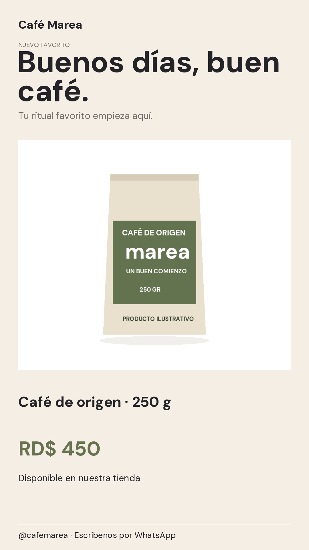 Historia vertical de ejemplo para Café Marea